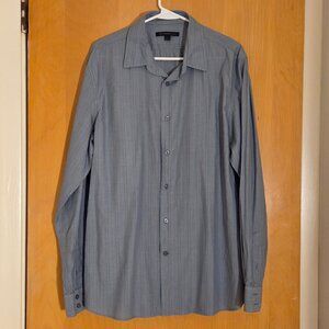 John Varvatos USA Button Down L/S Shirt Size L Blue Tan Striped Casual Cotton